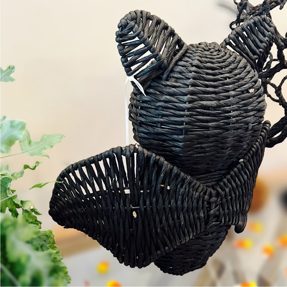 NWT Homegoods Black Woven Wicker Rattan Standing Bat Tabletop Halloween Decor - Picture 12 of 16